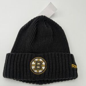 Reebok Boston Bruins NHL Hockey Beanie Hat Knit Black Gold Adult One Size